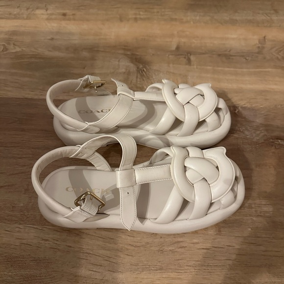 Coach Women's White Braided Sandals - Picture 1 of 2
